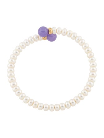 Bracelet 14K Pearl & Dyed Jadeite Cuff Bracelet