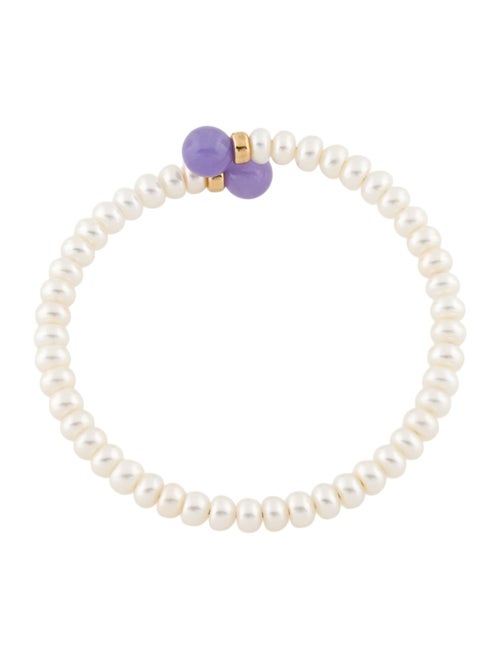 Bracelet 14K Pearl & Dyed Jadeite Cuff Bracelet