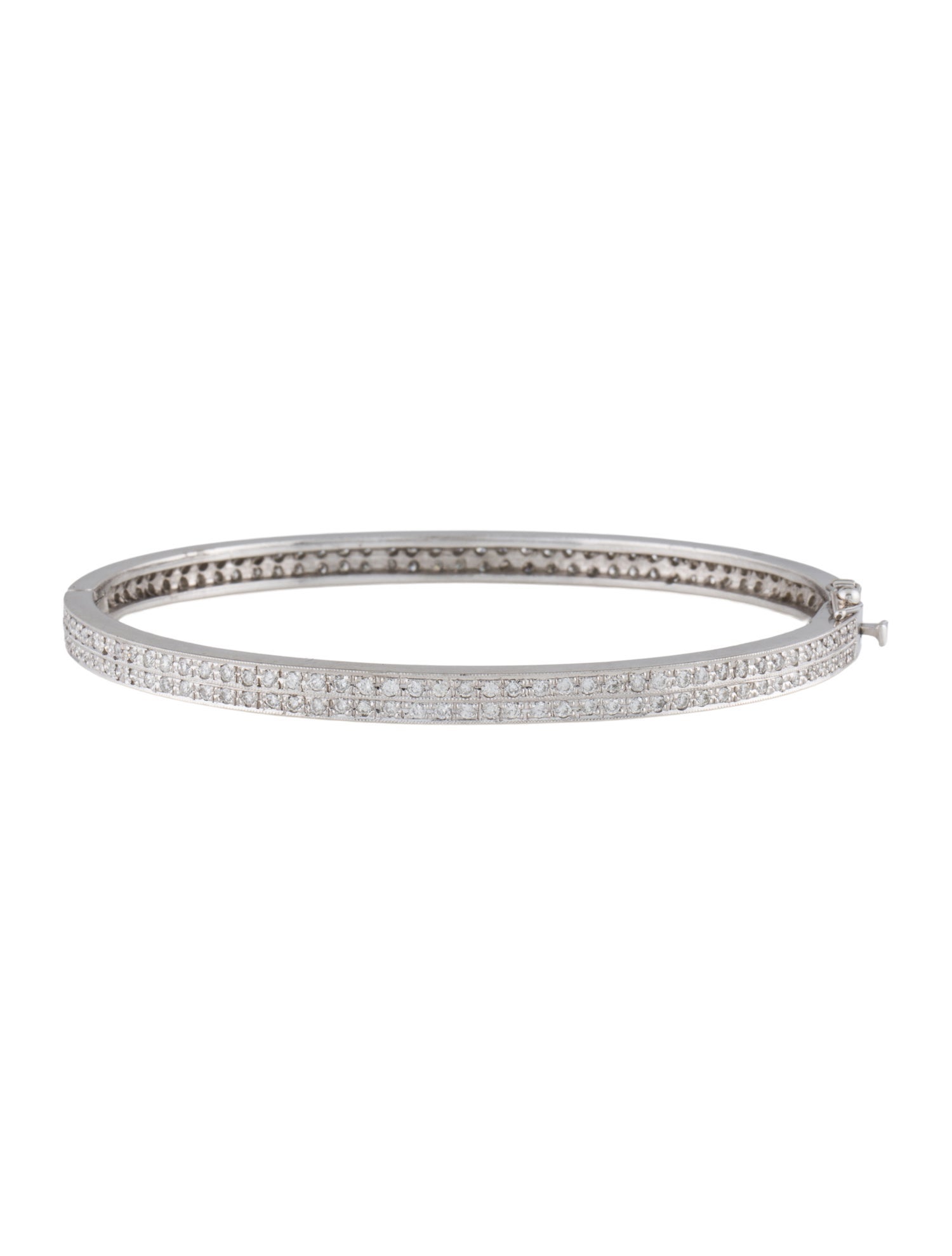 Bracelet Platinum 1.84ctw Diamond Double Row Hinged Bangle