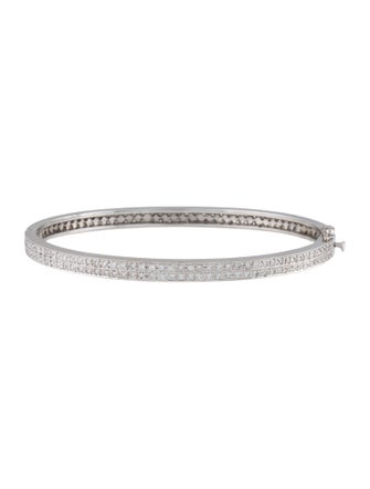 Bracelet Platinum 1.84ctw Diamond Double Row Hinged Bangle
