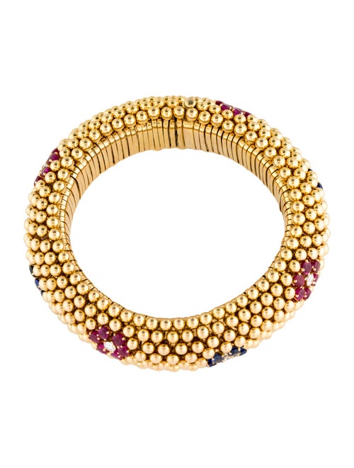 Bracelet 18K 2.81ctw Ruby, Sapphire & Diamond Beaded Bangle Bracelet