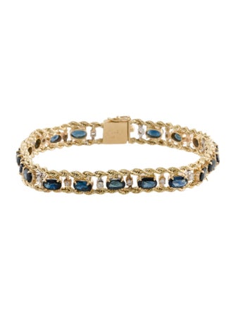 Bracelet 14K Sapphire & Diamond Rope Link