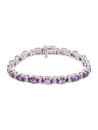 Bracelet 14K Amethyst & Diamond Link Bracelet