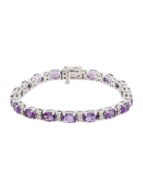 Bracelet 14K Amethyst & Diamond Link Bracelet