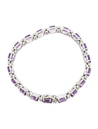 Bracelet 14K Amethyst & Diamond Link Bracelet