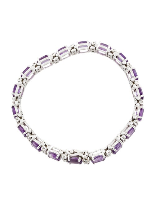 Bracelet 14K Amethyst & Diamond Link Bracelet