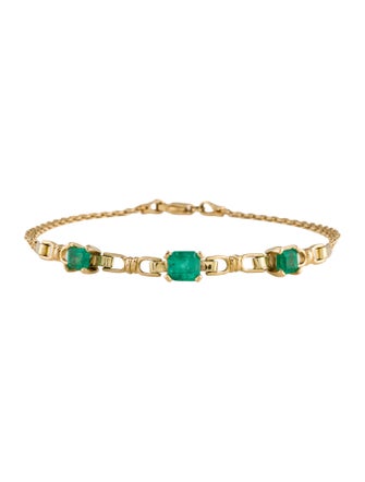 Bracelet 18K 1.13ctw Emerald Station Bracelet