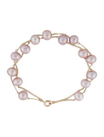 Bracelet 14K Cultured Pearl Two-Strand Station Bracelet