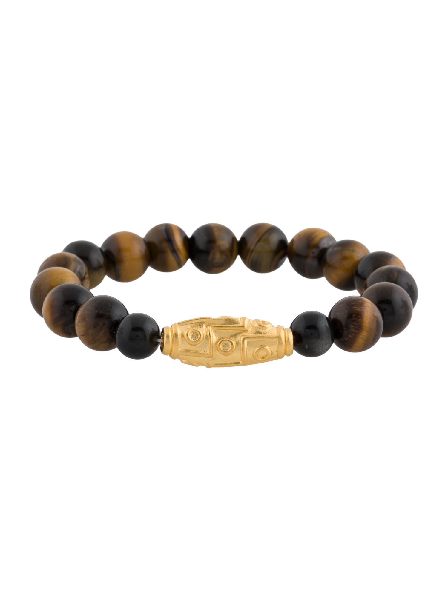 Bracelet 24K Tiger's Eye Quartz & Obsidian Beaded