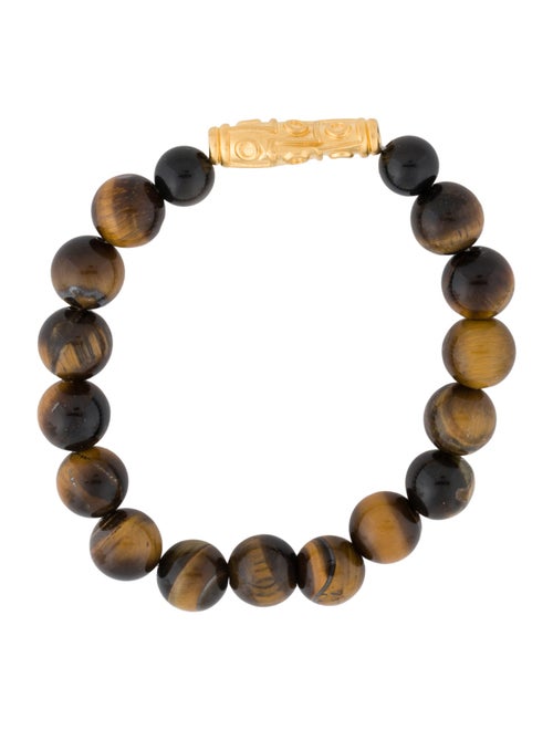 Bracelet 24K Tiger's Eye Quartz & Obsidian Beaded Bracelet