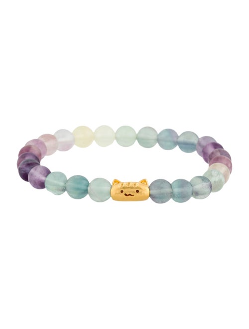Bracelet 24K Fluorite Bead Cat Charm Bracelet