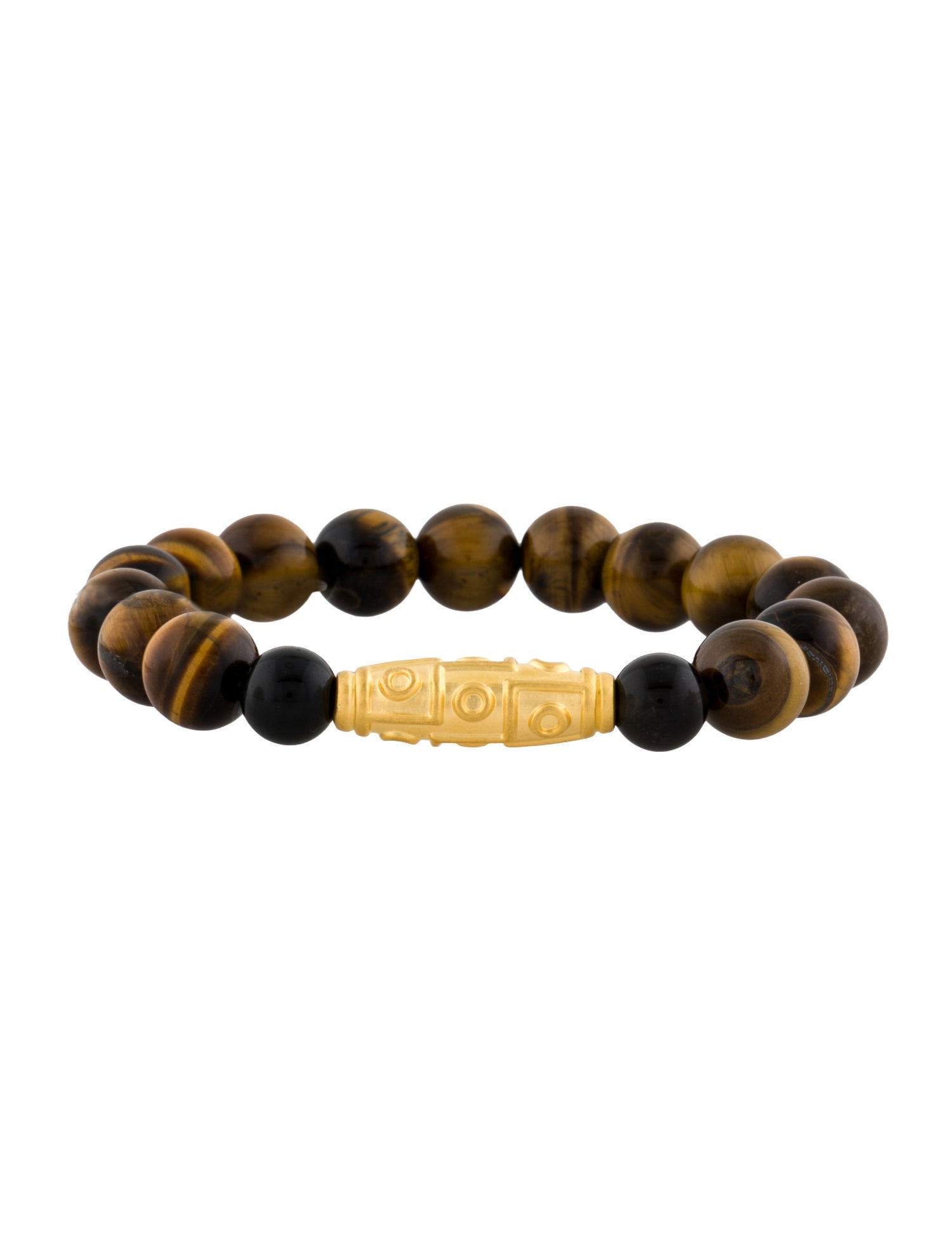 Bracelet 24K Tiger's Eye Quartz & Obsidian Bead