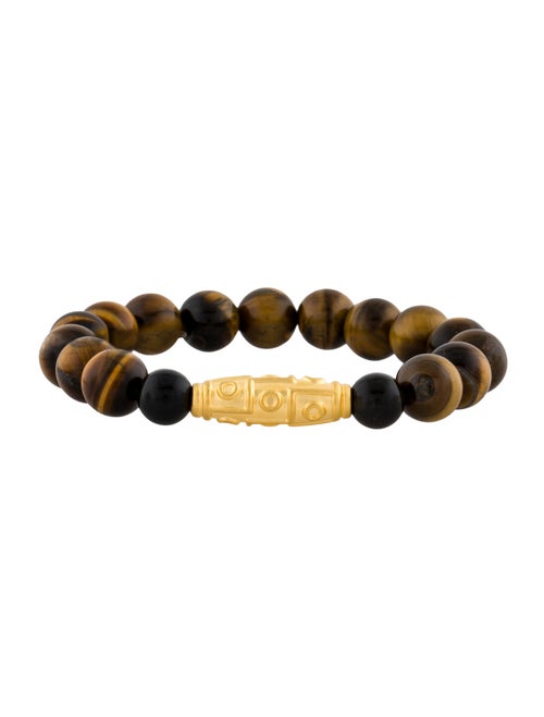 Bracelet 24K Tiger's Eye Quartz & Obsidian Bead Bracelet