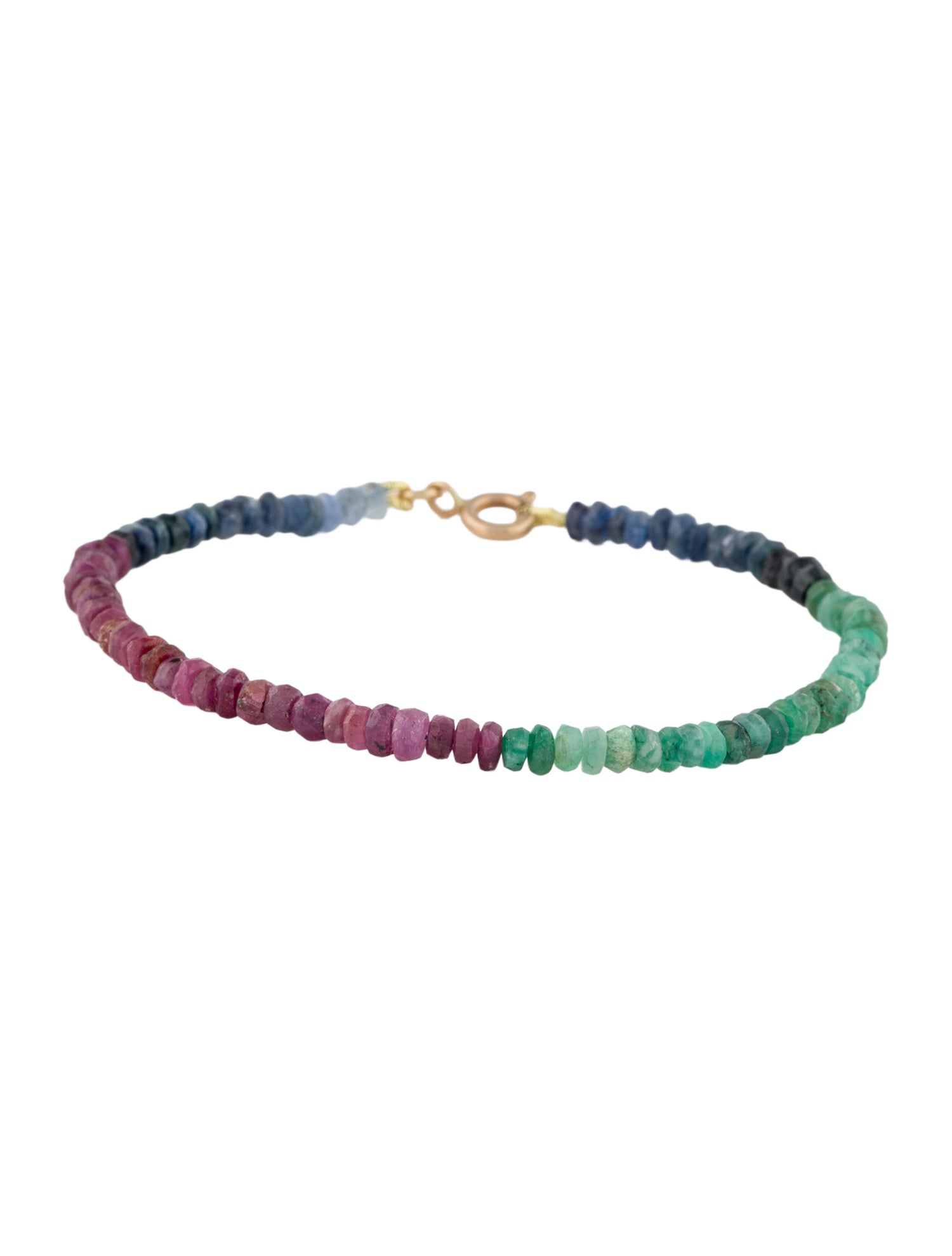 Bracelet 14K Sapphire, Ruby & Emerald Bead Bracelet