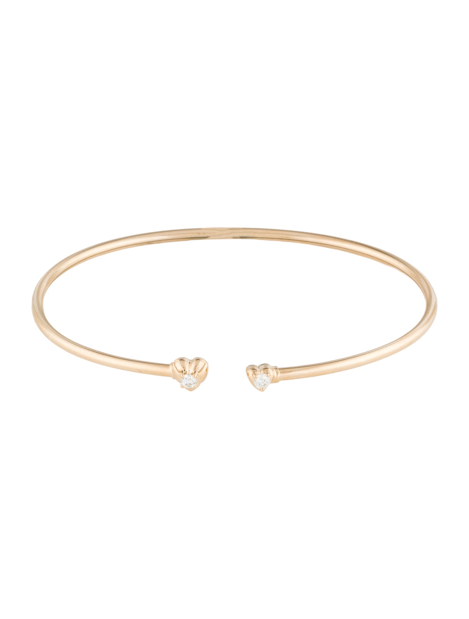 Bracelet 14K Diamond Heart Flexible Cuff Bracelet