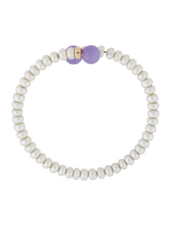 Bracelet 14K Pearl & Dyed Jadeite Bead Cuff
