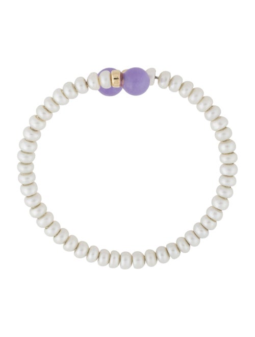 Bracelet 14K Pearl & Dyed Jadeite Bead Cuff