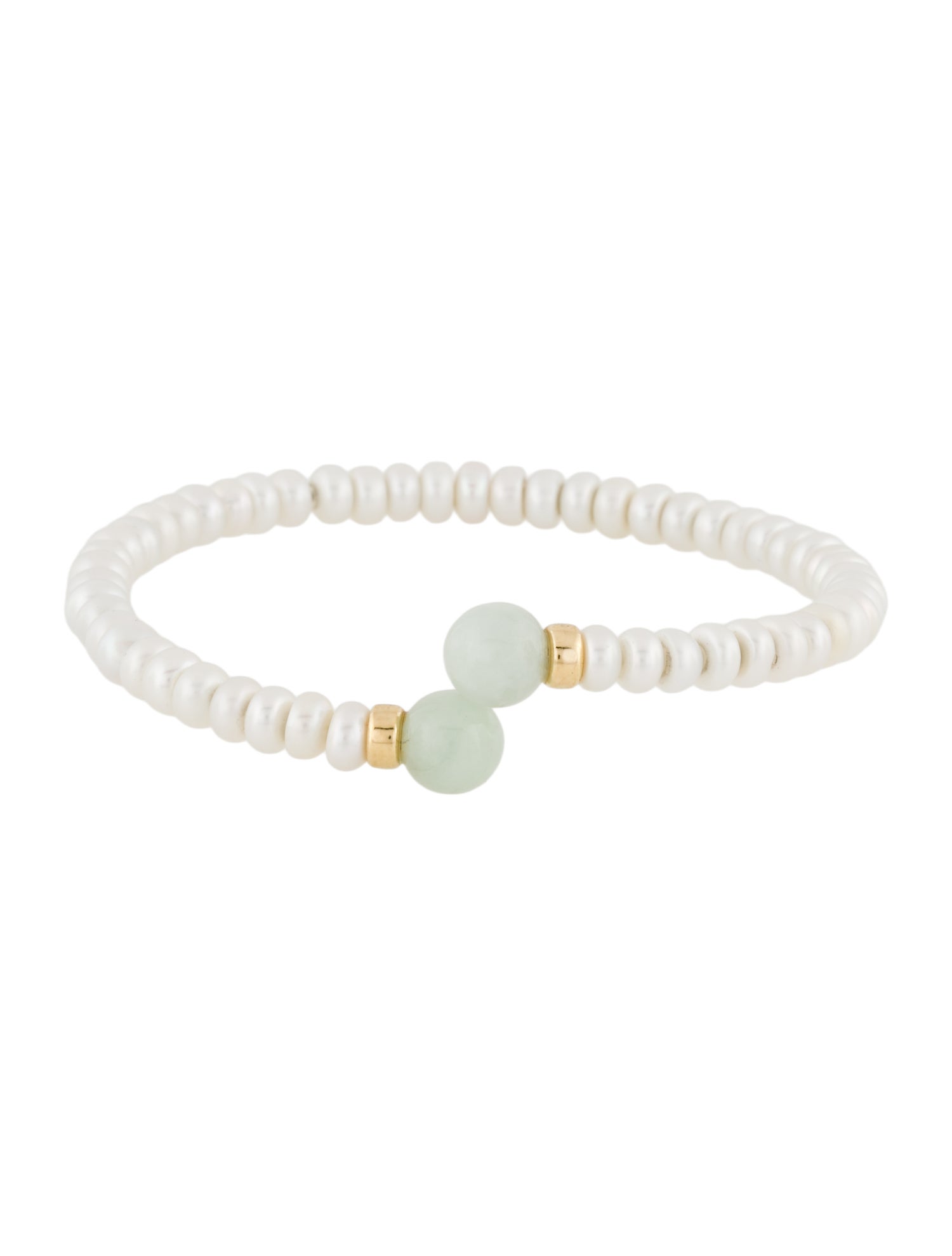 Bracelet 14K Pearl & Jadeite Cuff
