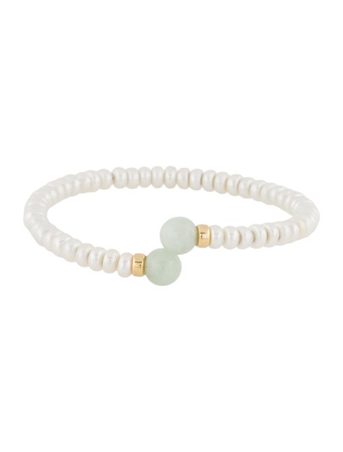 Bracelet 14K Pearl & Jadeite Cuff Bracelet