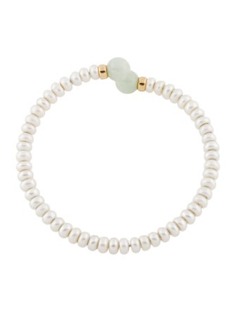 Bracelet 14K Pearl & Jadeite Cuff Bracelet