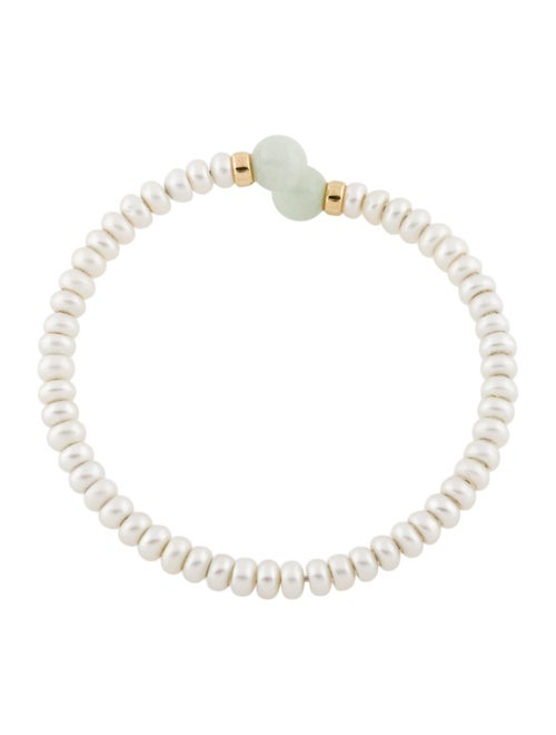 Bracelet 14K Pearl & Jadeite Cuff Bracelet