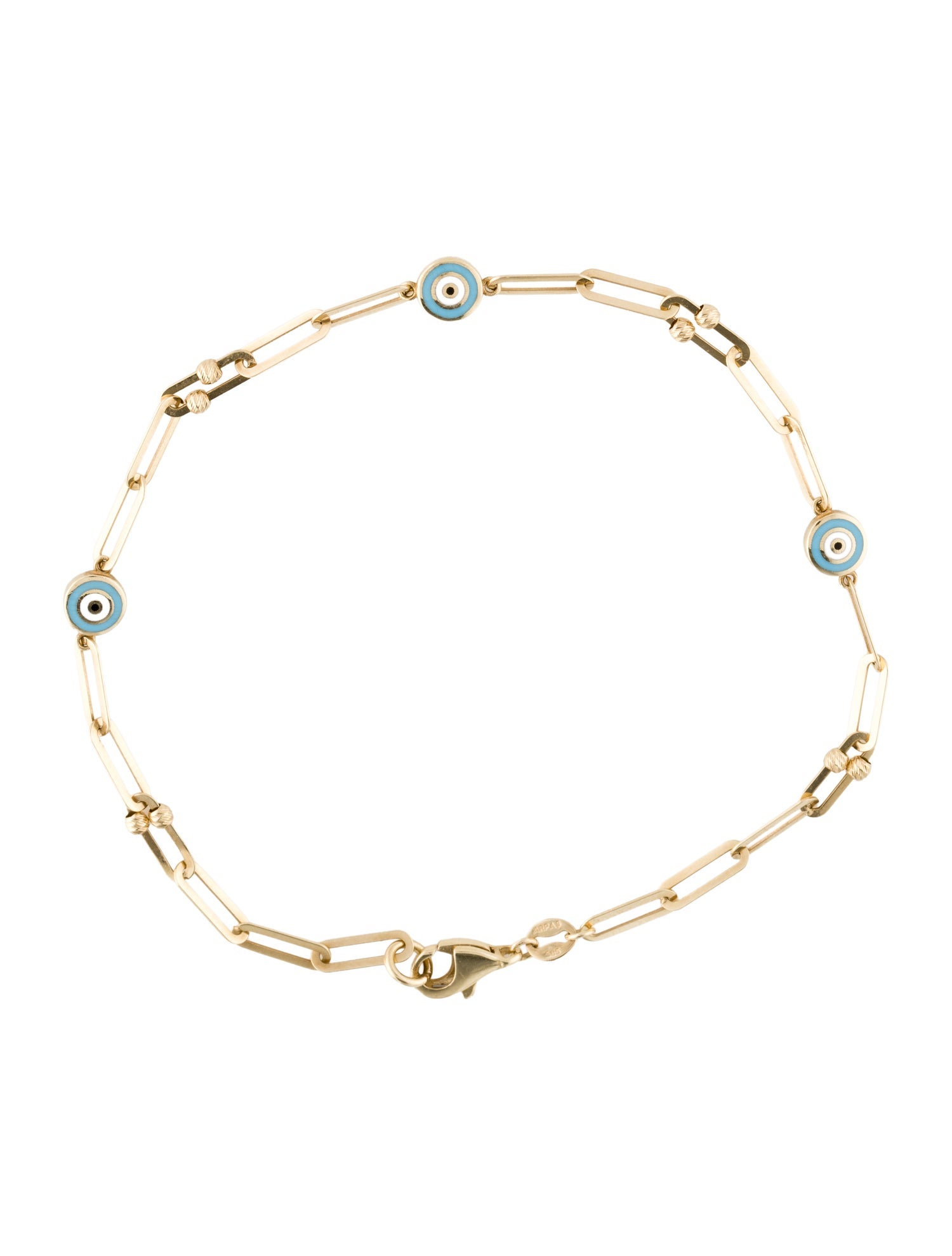 Bracelet 14K Enamel Evil Eye Station Bracelet
