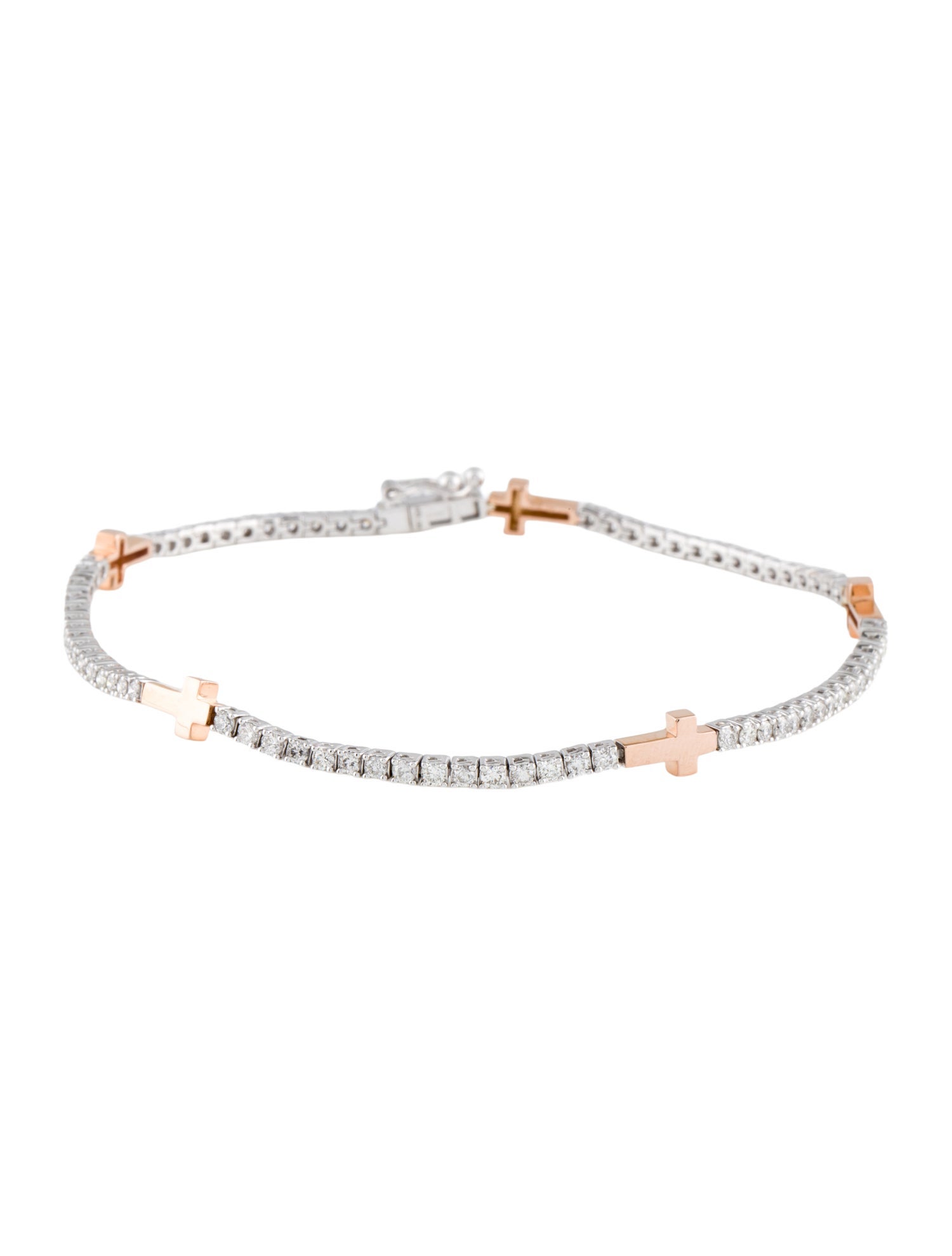 Bracelet 14K 1.37ctw Diamond Cross Tennis w/ Tags