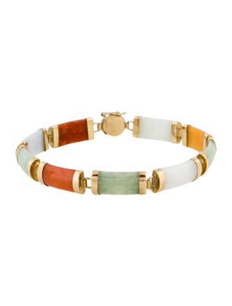 Bracelet 14K Multi-Colored Jadeite Link Bracelet