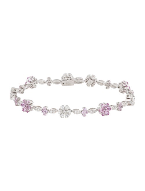 Bracelet 18K Sapphire & Diamond Flower Link Bracelet