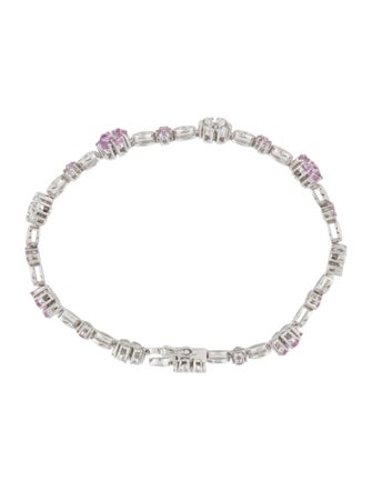 Bracelet 18K Sapphire & Diamond Flower Link Bracelet