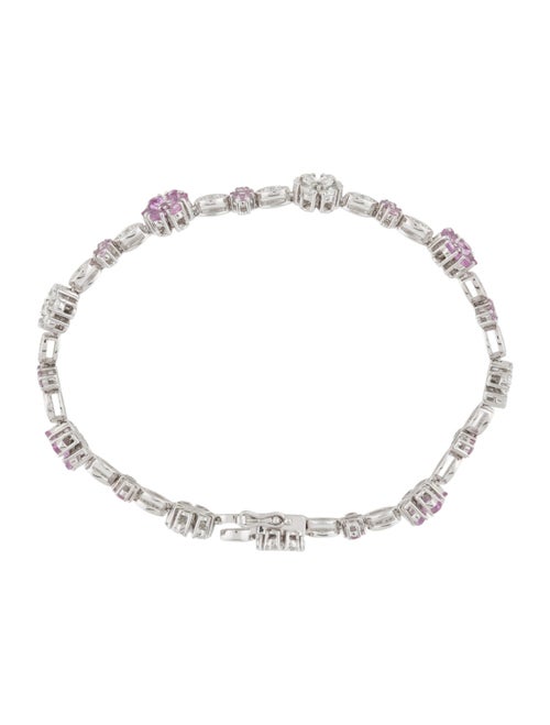 Bracelet 18K Sapphire & Diamond Flower Link Bracelet
