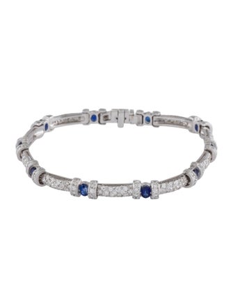 Bracelet 18K 2.10ct Sapphire & Diamond Link Bracelet