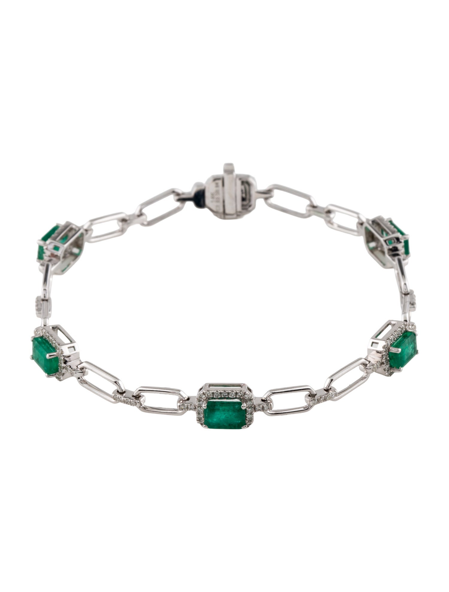Bracelet 14K 3.83ctw Emerald & Diamond Link