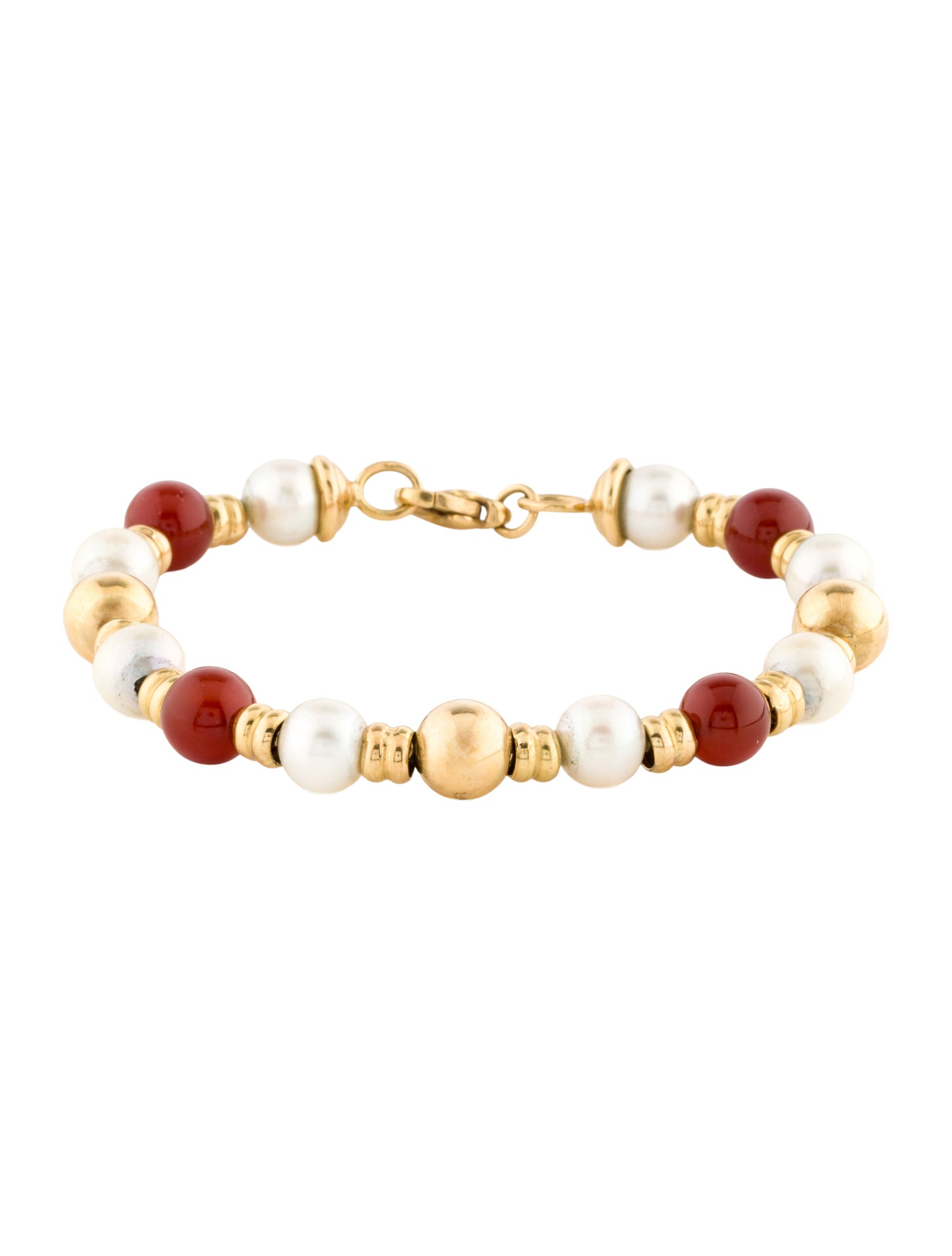 Bracelet 18K Pearl & Carnelian Bead