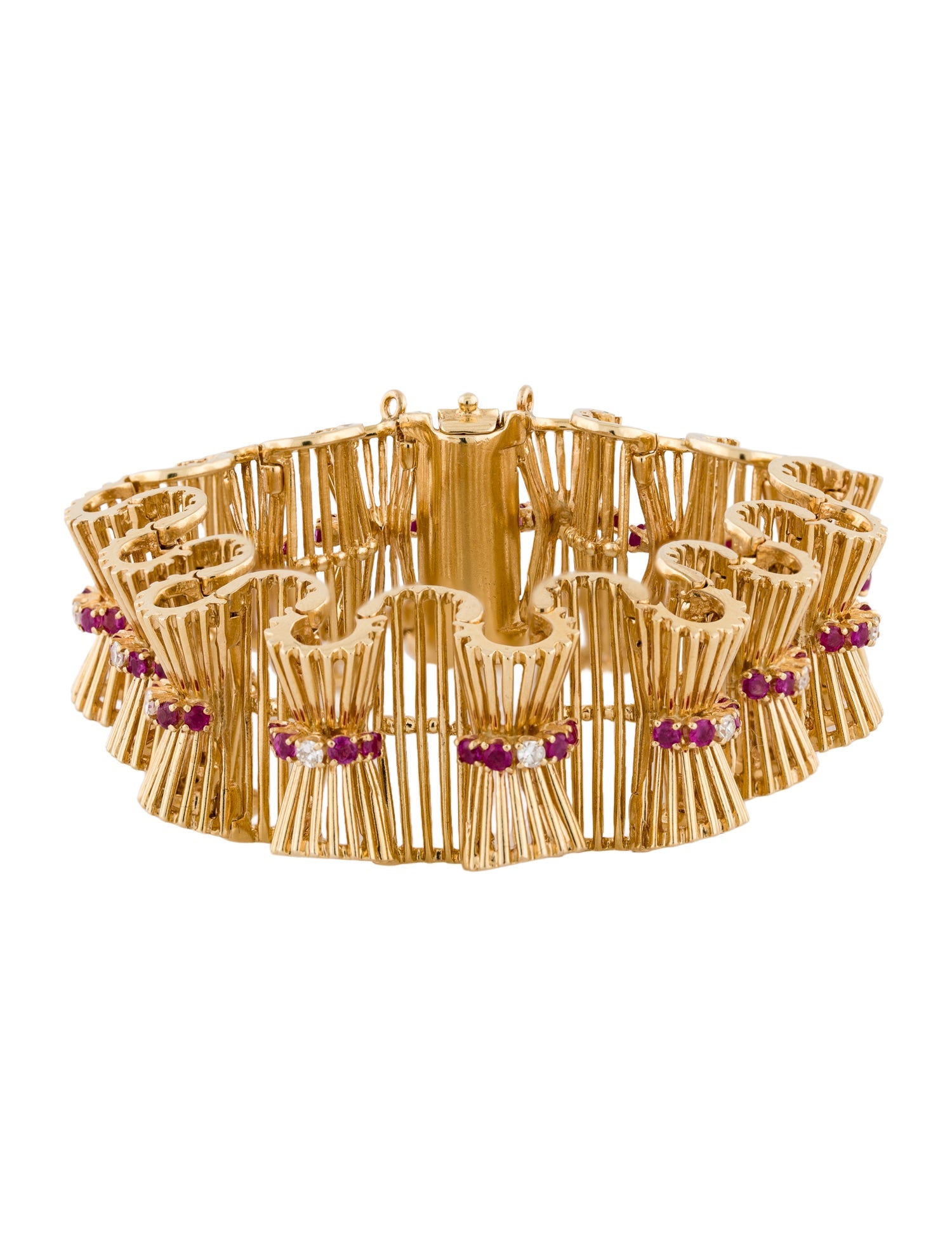 Bracelet Vintage 14K 2.47ctw Ruby & Diamond Bowtie Link