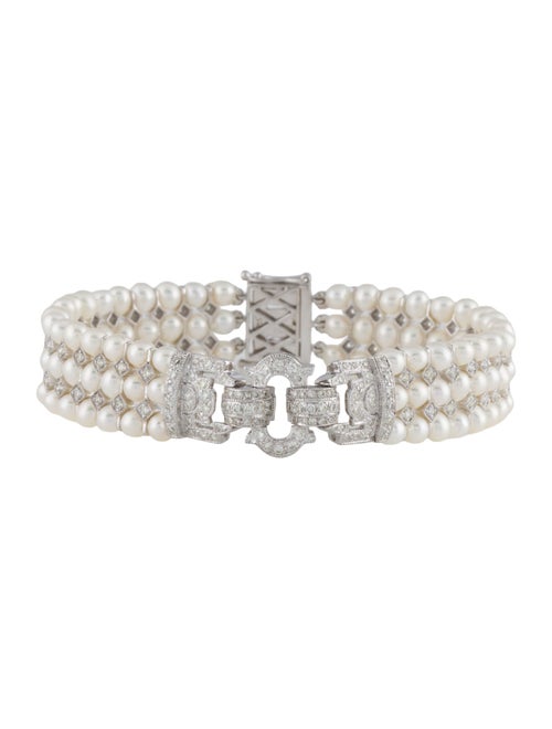 Bracelet 18K Pearl & 1.13ct Diamond Multistrand Bracelet