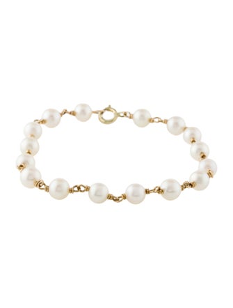 Bracelet 14K Pearl Station Link Bracelet