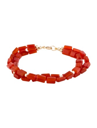 Bracelet 14K Carnelian Double Strand Beaded Bracelet
