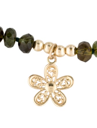 Bracelet 14K Tourmaline Beaded Flower Charm Bracelet