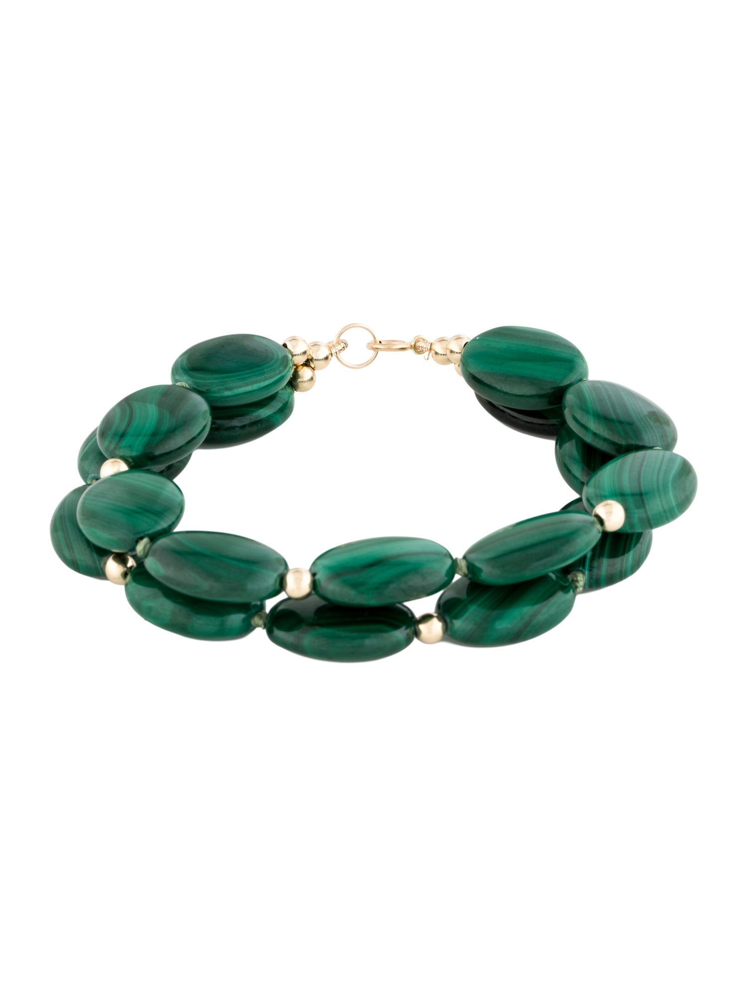 Bracelet 14K Malachite Double Strand Beaded Bracelet