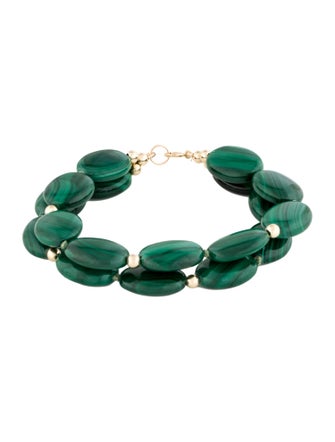 Bracelet 14K Malachite Double Strand Beaded Bracelet