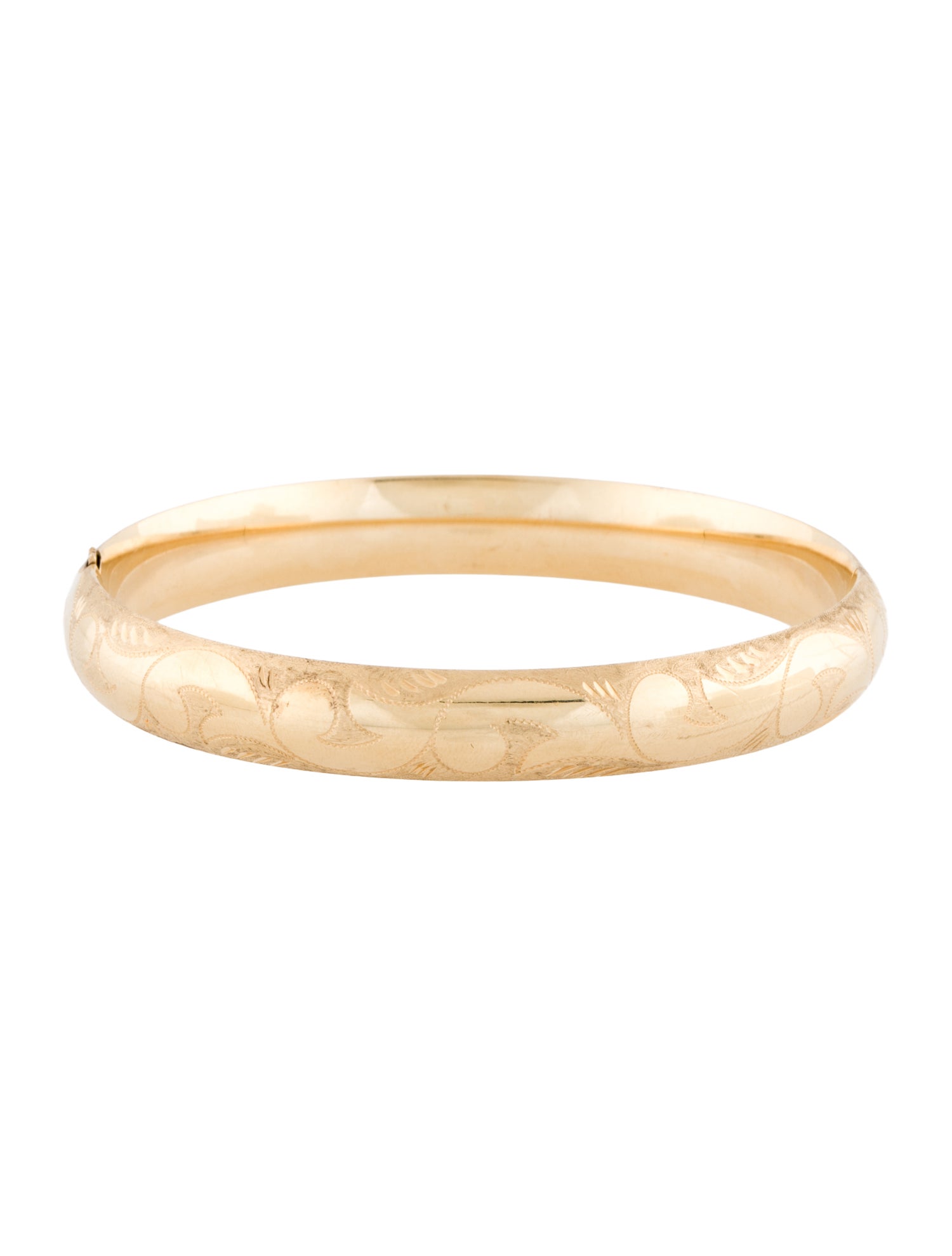 Bracelet 14K Etched Hinged Bangle