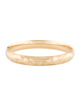 Bracelet 14K Etched Hinged Bangle Bracelet
