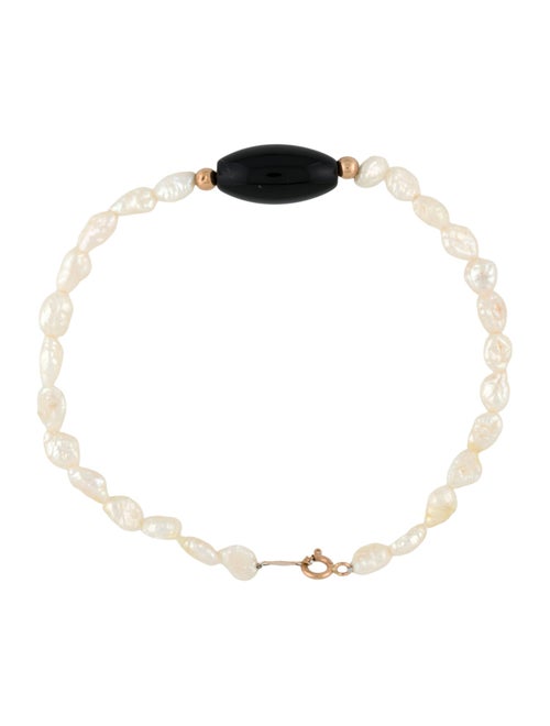 Bracelet 14K Pearl & Onyx Beaded Bracelet
