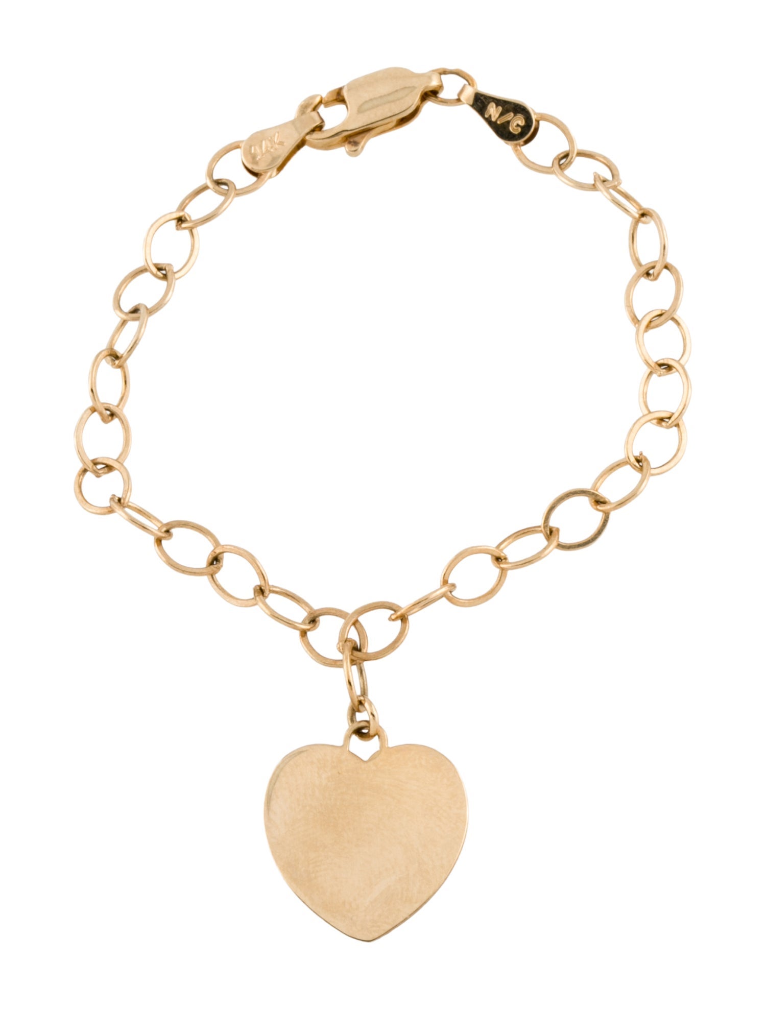 Bracelet 14K Heart Charm Link Bracelet