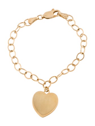Bracelet 14K Heart Charm Link Bracelet