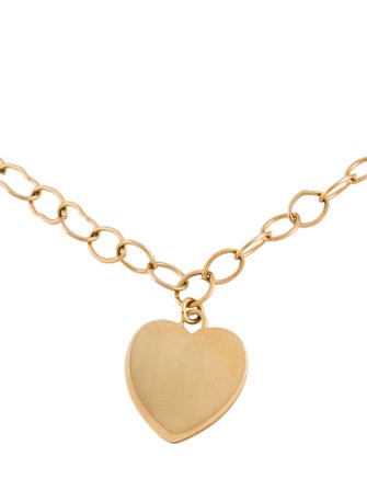Bracelet 14K Heart Charm Link Bracelet