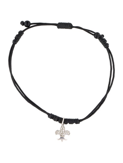 Bracelet 18K Diamond Fleur de Lys and Onyx Cord Bracelet