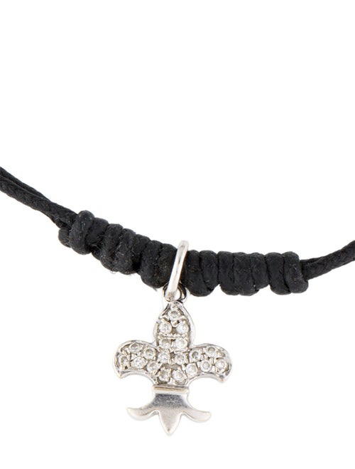 Bracelet 18K Diamond Fleur de Lys and Onyx Cord Bracelet