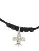 Bracelet 18K Diamond Fleur de Lys and Onyx Cord Bracelet